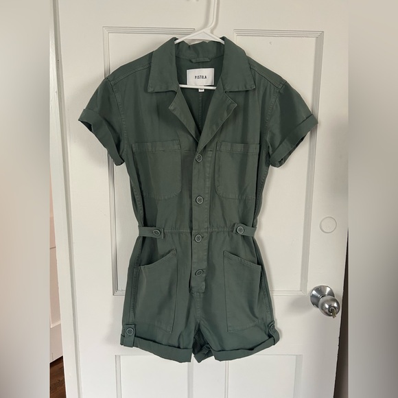 pistola Pants - Pistola Parker Field Suit Sage Green Utility Romper